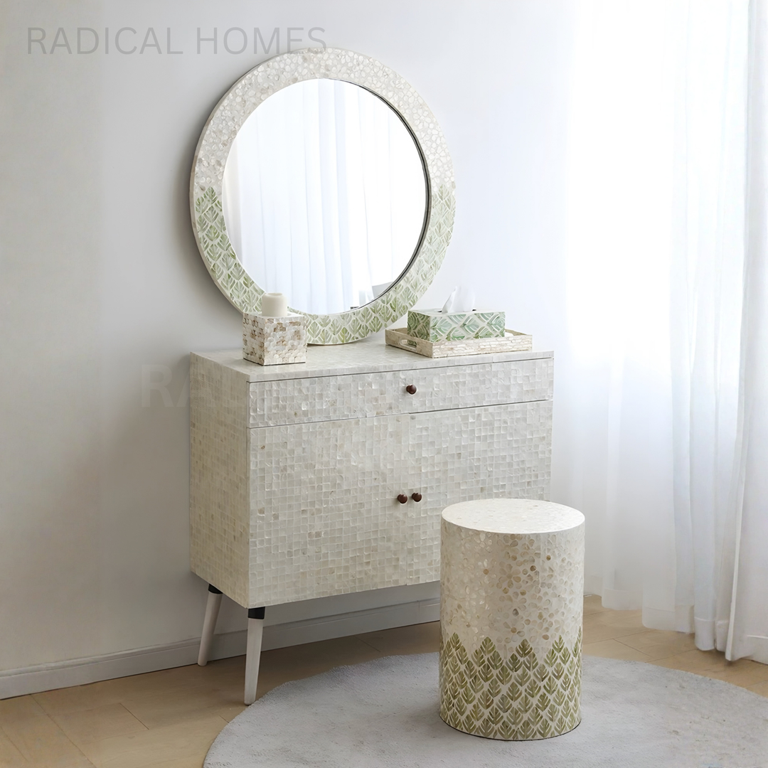 MARISTEL Modern Shell Round Wall Mirror - Radical Homes Singapore