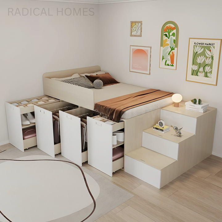 KALER Modern Multipurpose Storage Bedframe - Radical Homes Singapore