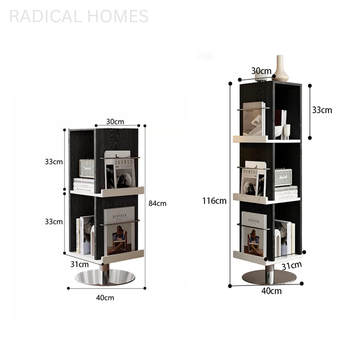 ORIONA Modern Rotating Solid Wood Display Bookshelf - Radical Homes Singapore
