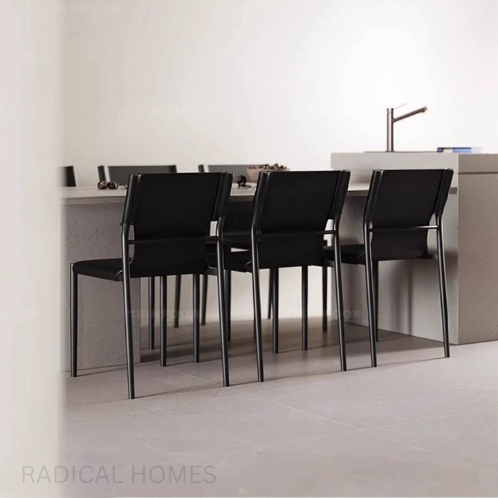 VITTRO Modern Saddle Leather Dining Chair