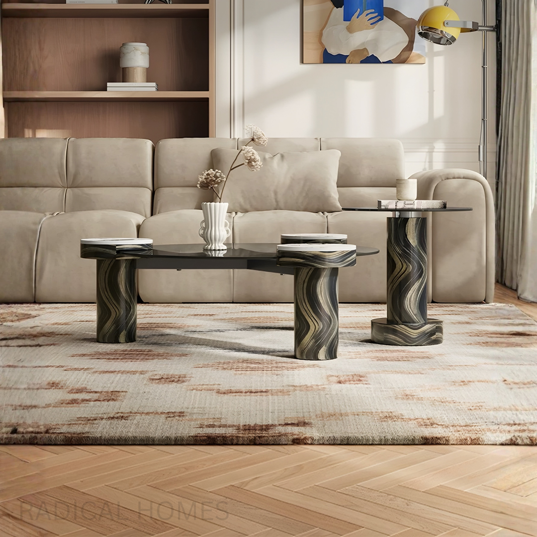 VETROLOFT Modern Italian Round Sintered Stone Coffee Table Set