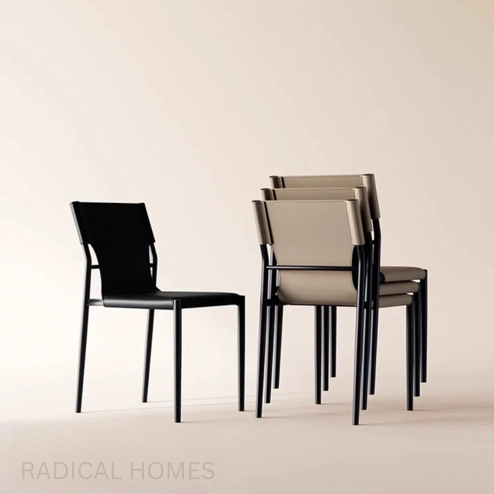 VITTRO Modern Saddle Leather Dining Chair