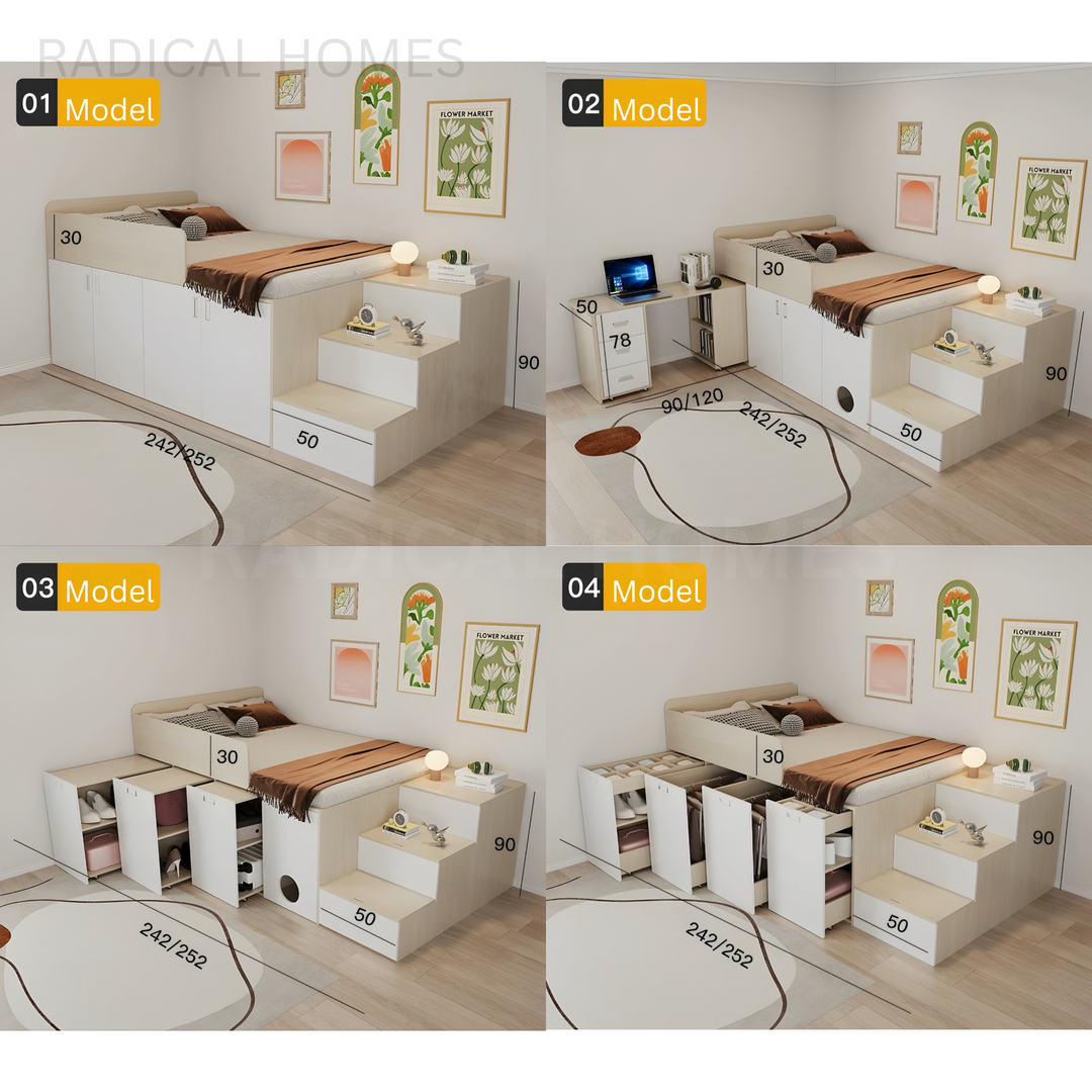 KALER Modern Multipurpose Storage Bedframe - Radical Homes Singapore