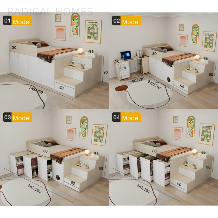 KALER Modern Multipurpose Storage Bedframe - Radical Homes Singapore
