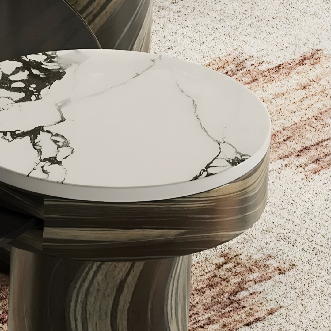 VETROLOFT Modern Italian Round Sintered Stone Coffee Table Set