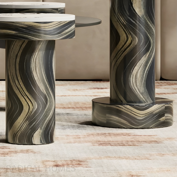 VETROLOFT Modern Italian Round Sintered Stone Coffee Table Set