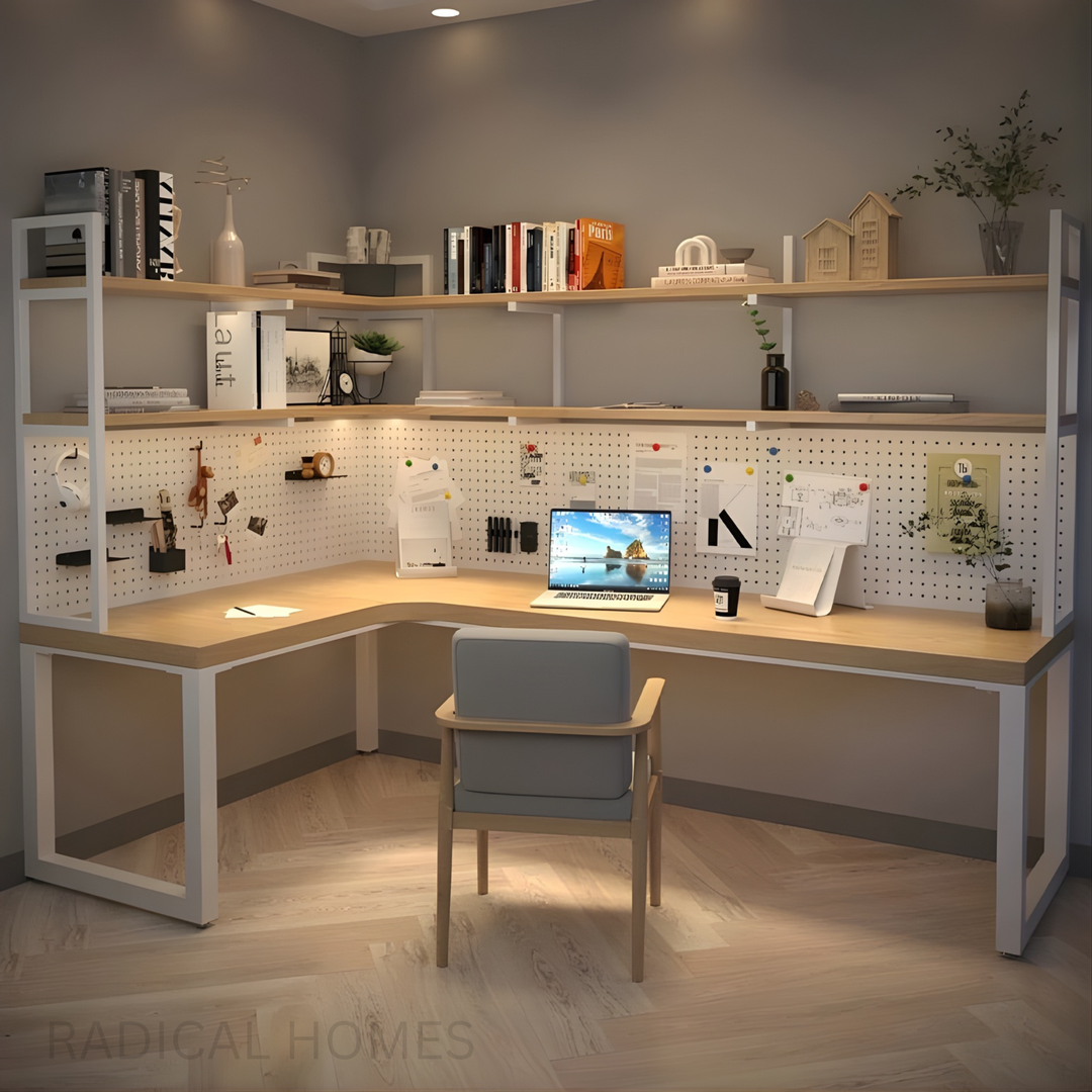 LUNIX Modern Solid Wood Corner Study Table