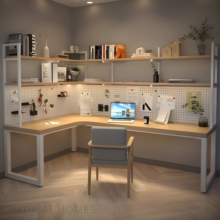 LUNIX Modern Solid Wood Corner Study Table