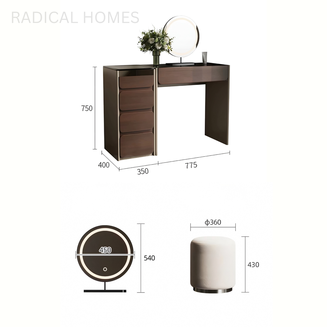 ROMA Modern Walnut Vanity Table