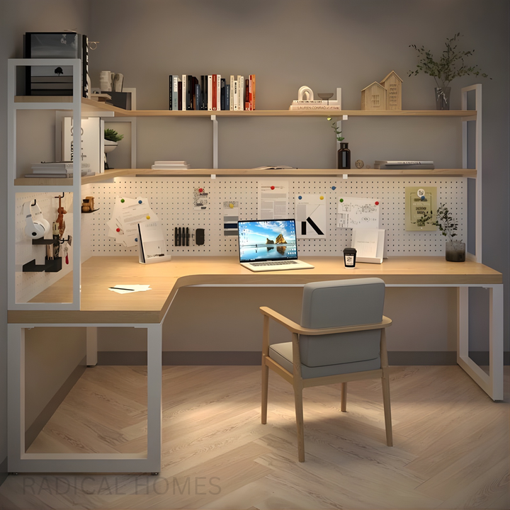 LUNIX Modern Solid Wood Corner Study Table