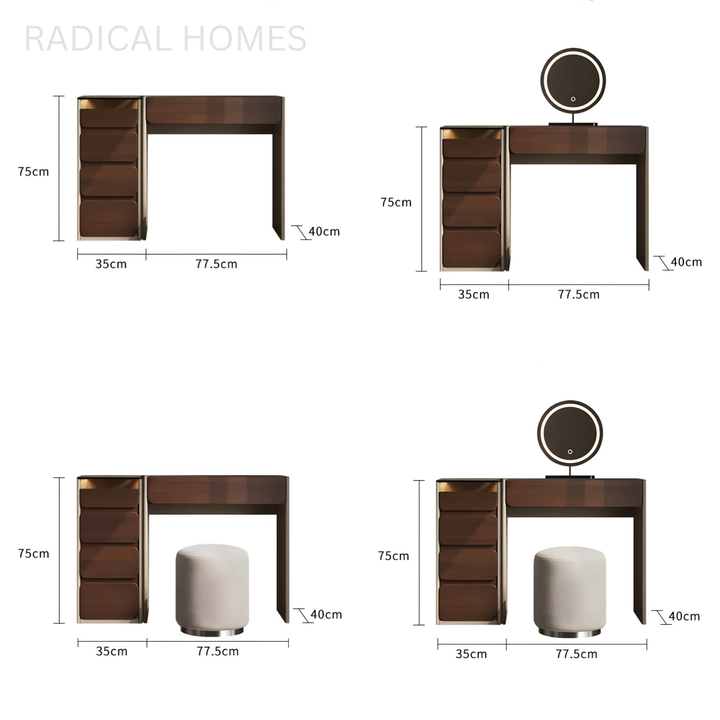 ROMA Modern Walnut Vanity Table