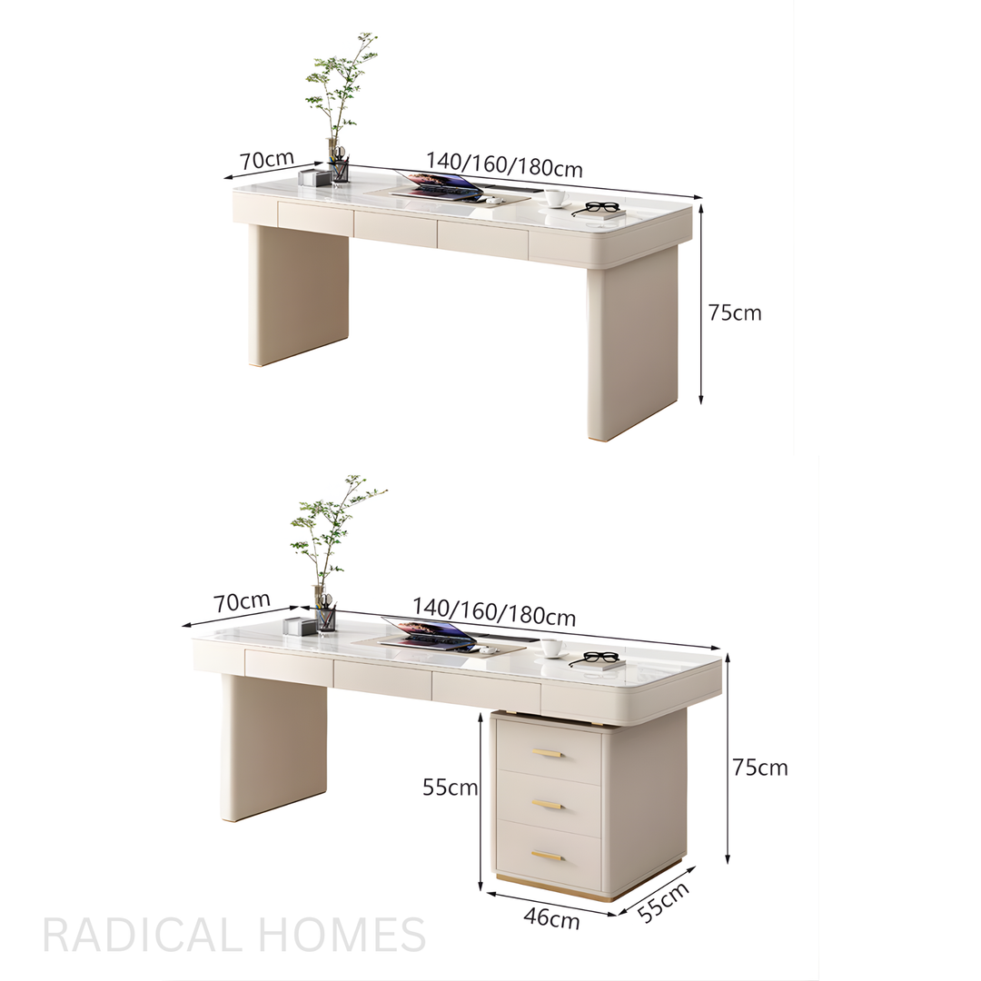 CREMA Modern Sintered Stone Office Table / Study Desk with Chair Set