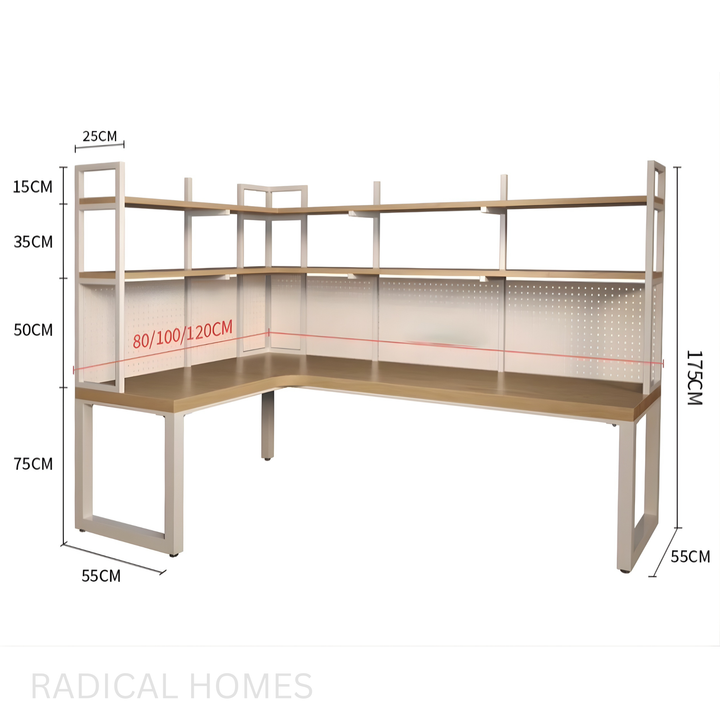 LUNIX Modern Solid Wood Corner Study Table