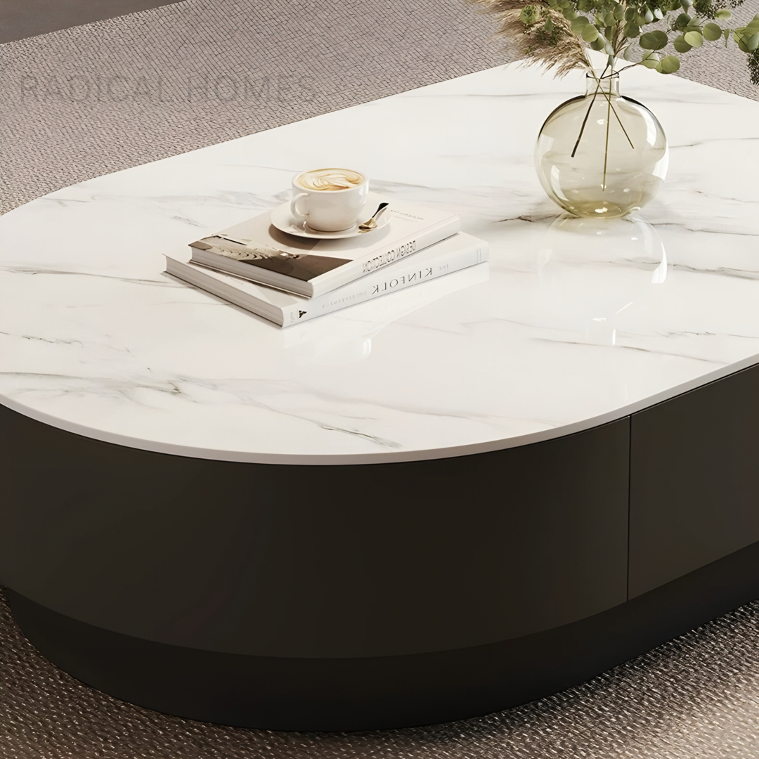 VARENA Modern Sintered Stone Retractable Coffee Table Set