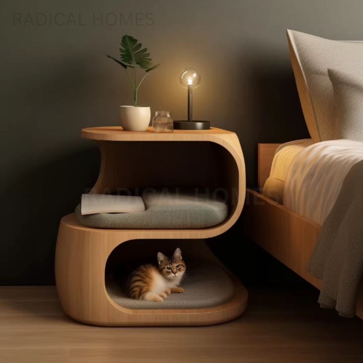 BRIANA Solid Wood Cat Side Table - Radical Homes Singapore