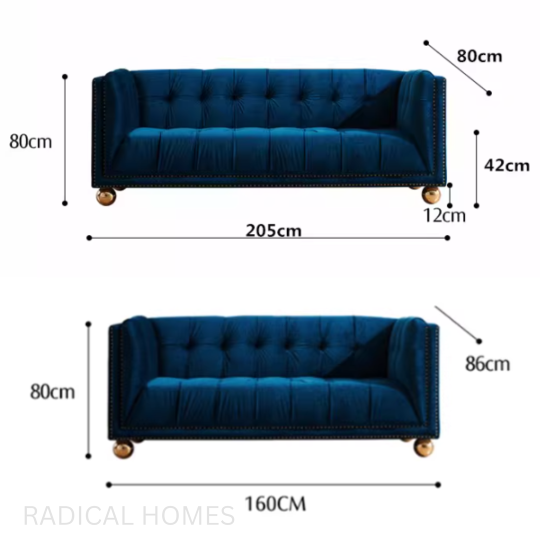 LOUIEL Victoria Tufted Velvet Sofa
