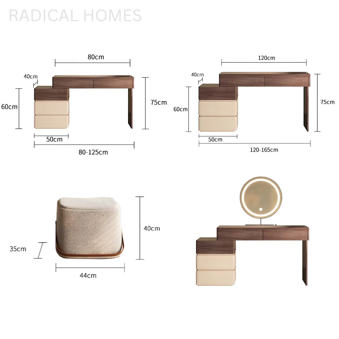 ELOISE Rustic Solid Wood Vanity Table - Radical Homes Singapore