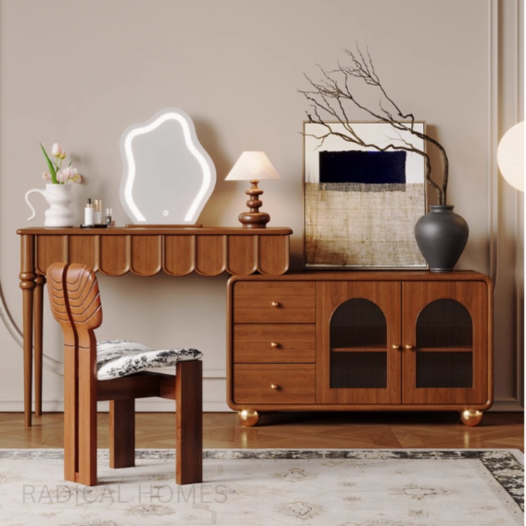 AMELIE Vintage Solid Wood Dressing Table Set