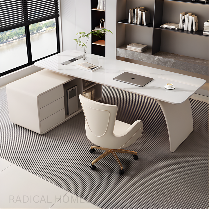 VALO Modern Sintered Stone Office Table / Study Desk with Chair Set