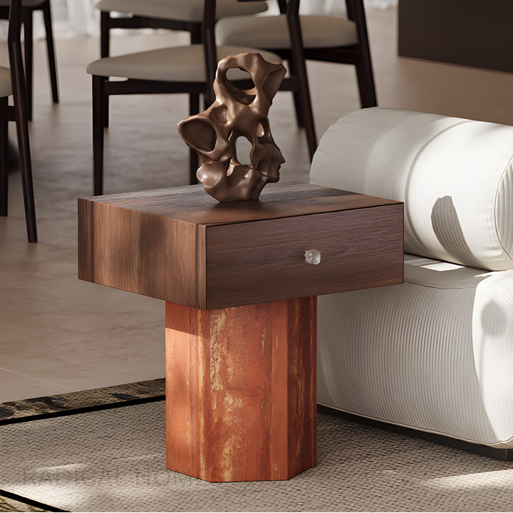 TIOLI Modern Travertine Side Table