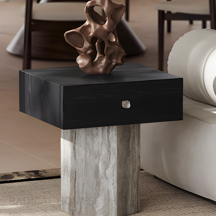 TIOLI Modern Travertine Side Table