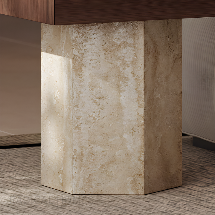 TIOLI Modern Travertine Side Table