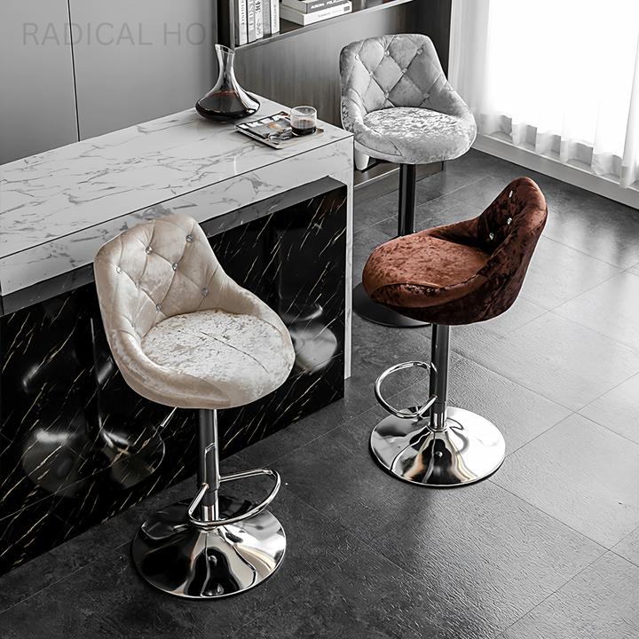 VANO Modern Velvet Bar Stool - Radical Homes Singapore