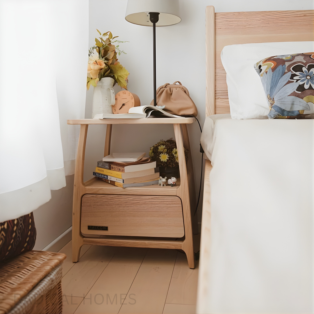 SORREN Japandi Solid Wood Side Table