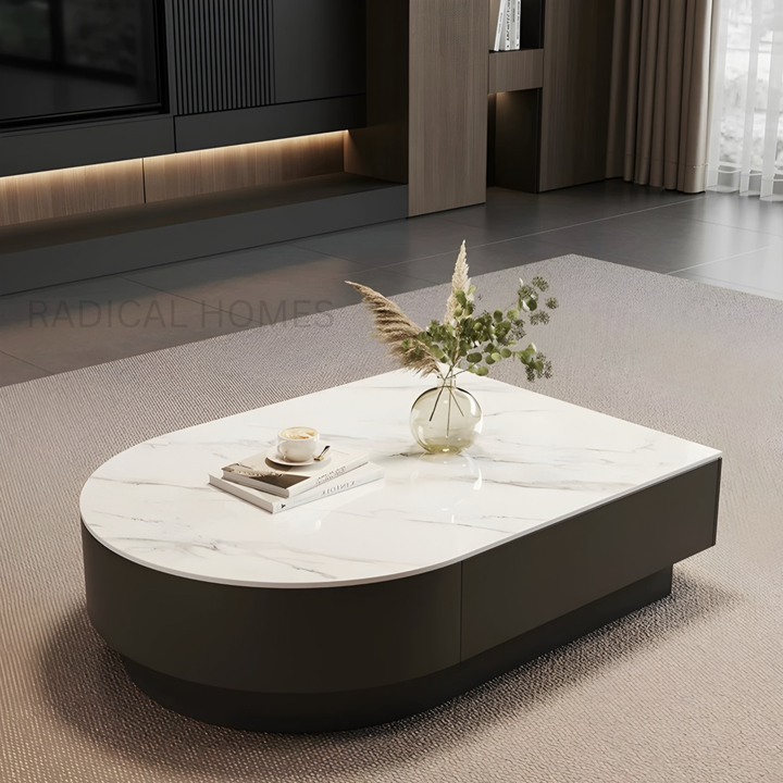 VARENA Modern Sintered Stone Retractable Coffee Table Set