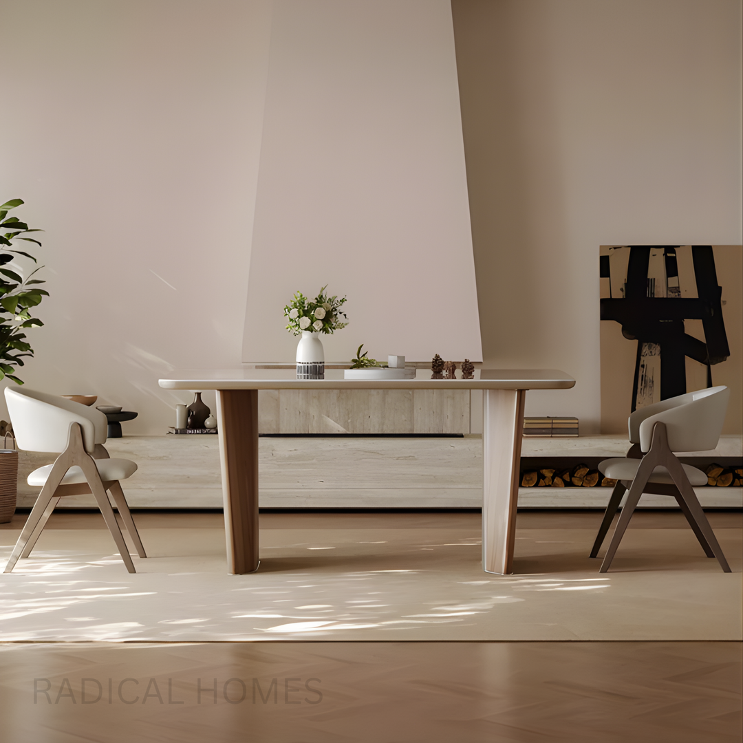 LECCO White Jade Stone Dining Table & Chair Set