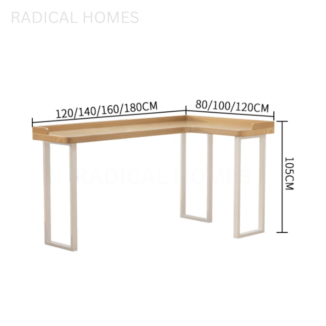 SOLFEN Modern Solid Wood L shaped Bar Table