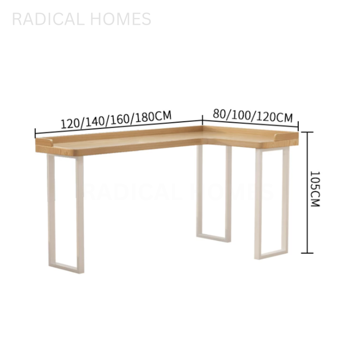 SOLFEN Modern Solid Wood L shaped Bar Table
