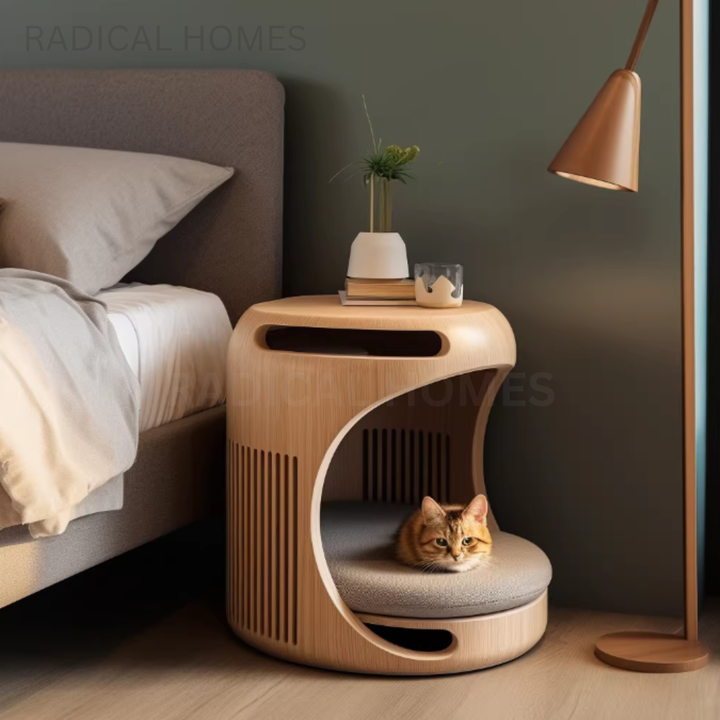 BRIANA Solid Wood Cat Side Table - Radical Homes Singapore