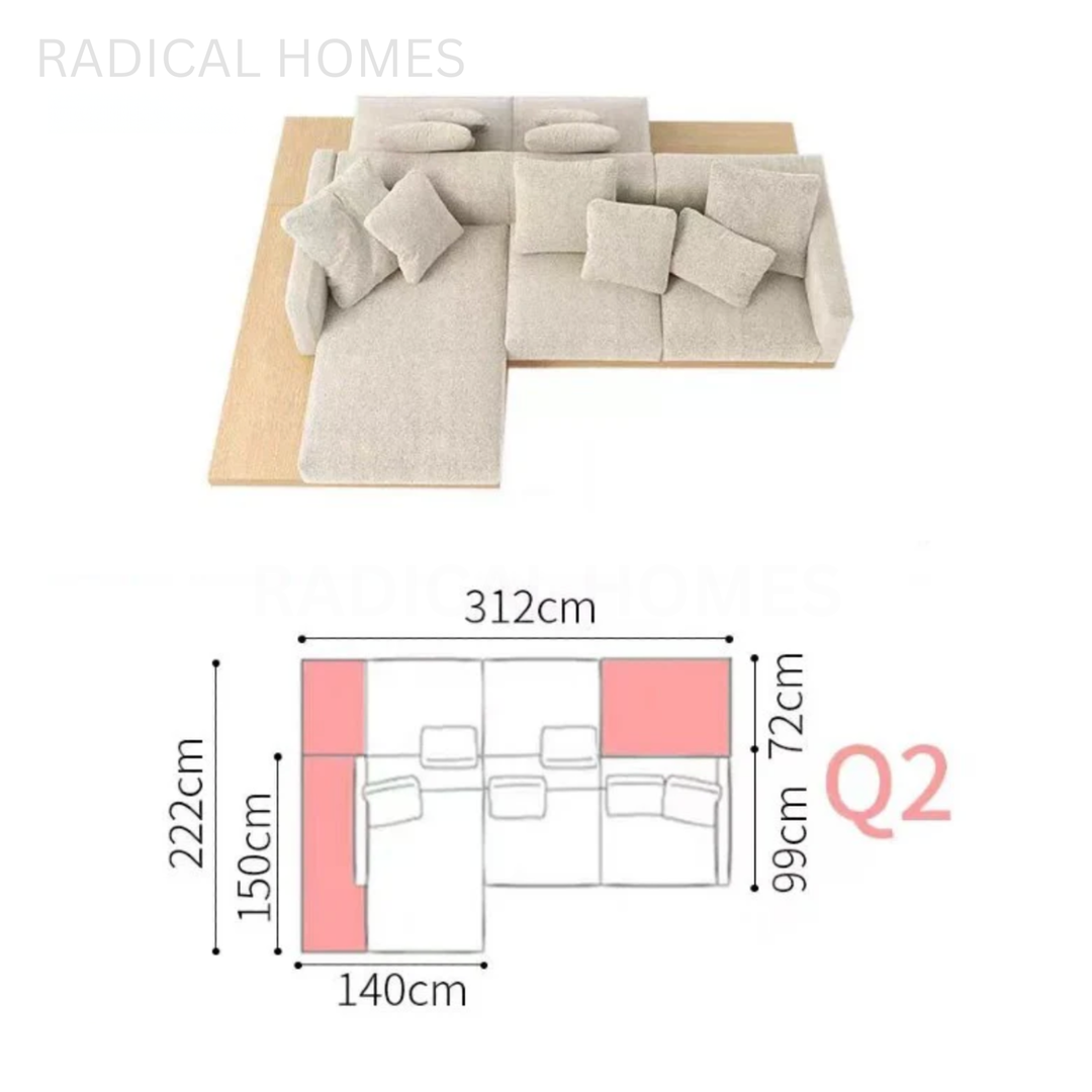 KIARA Minimalist Double-Sided Fabric Sofa