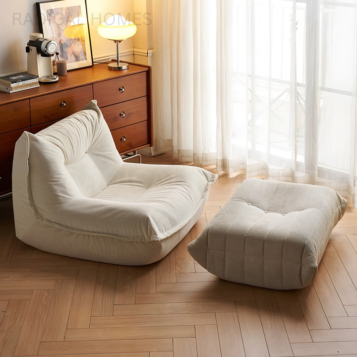 UFERO Modern Corduroy Fabric Lounge Chair - Radical Homes Singapore