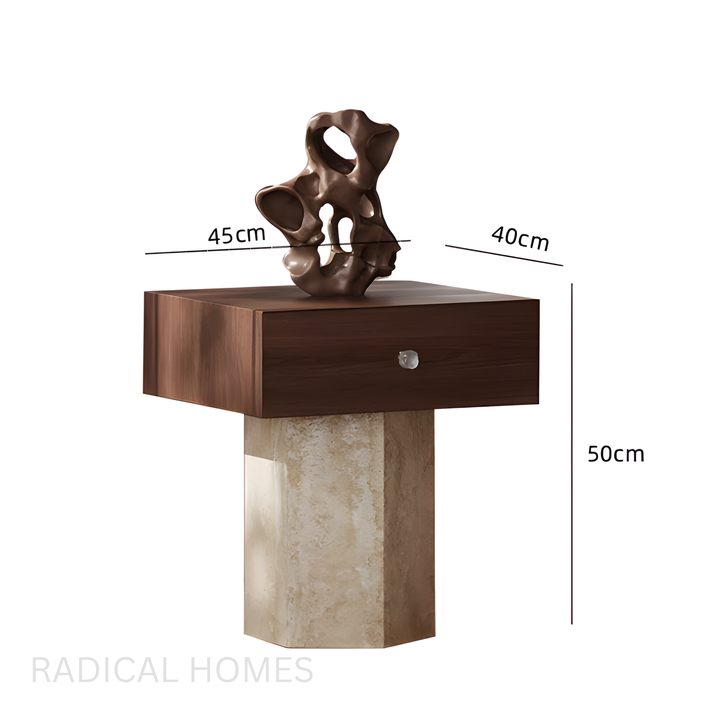 TIOLI Modern Travertine Side Table
