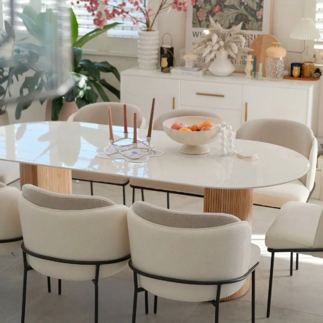 CREMA Oval Sintered Stone Dining Table - Radical Homes Singapore