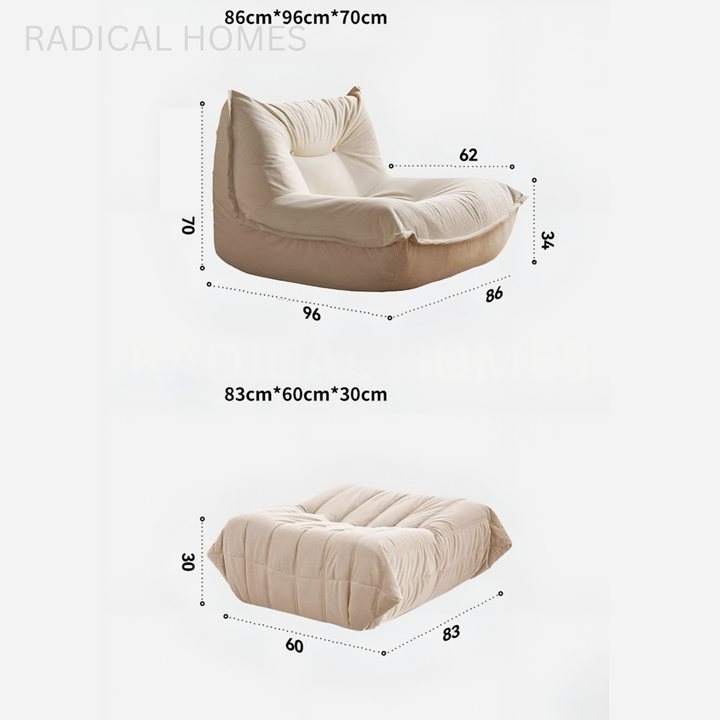 UFERO Modern Corduroy Fabric Lounge Chair - Radical Homes Singapore