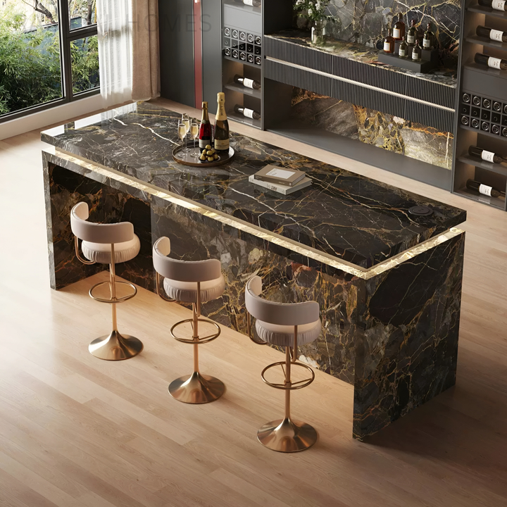 CALVANO Modern Sintered Stone Island Bar Table - Radical Homes Singapore