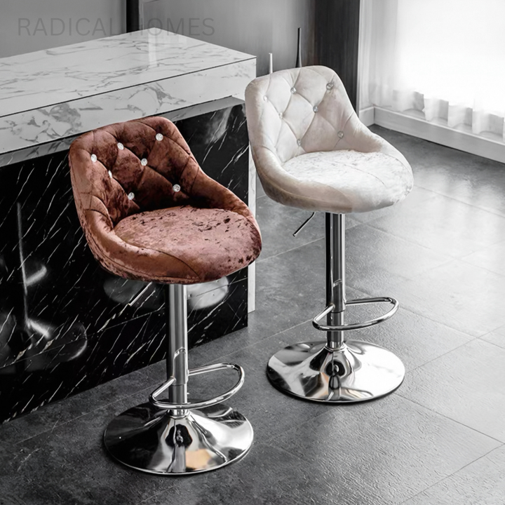 VANO Modern Velvet Bar Stool - Radical Homes Singapore