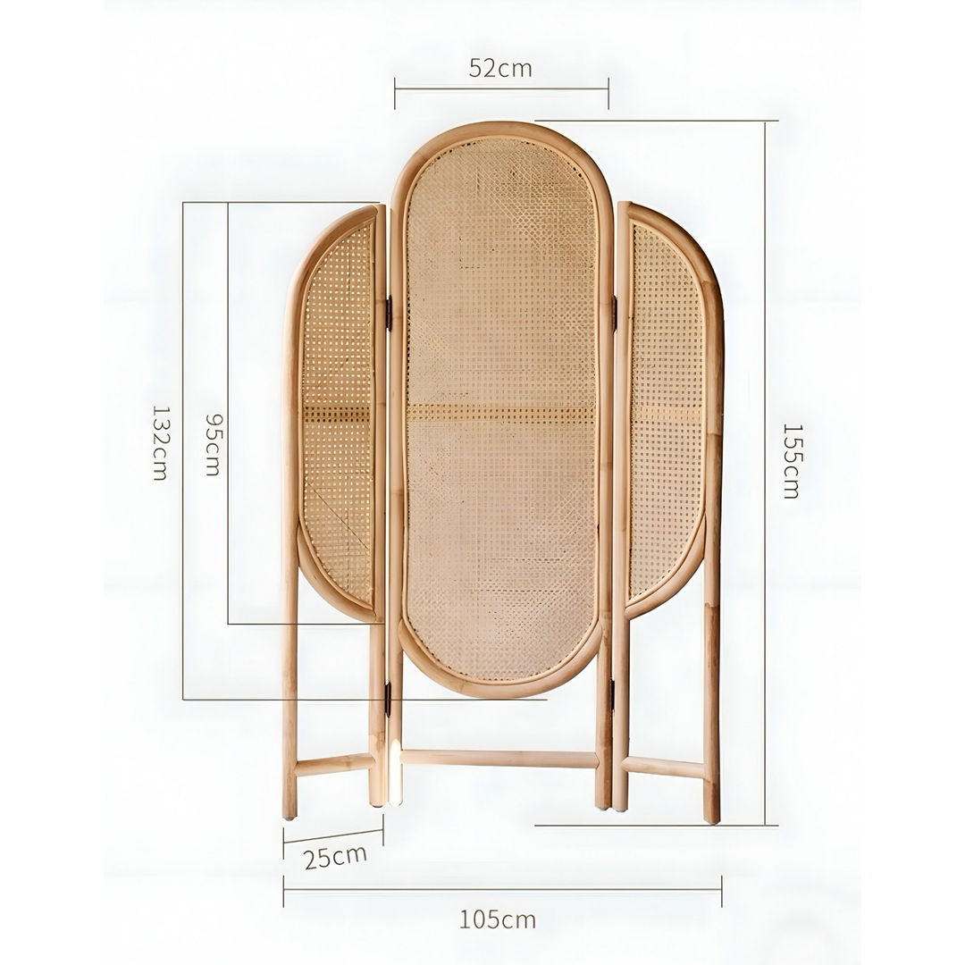 NAGOMI Rustic Rattan Foldable Partition