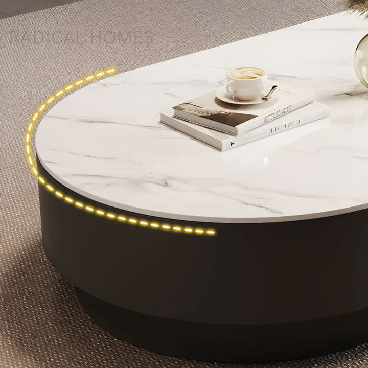 VARENA Modern Sintered Stone Retractable Coffee Table Set