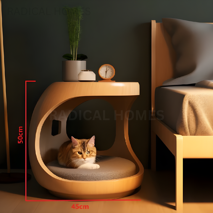 BRIANA Solid Wood Cat Side Table - Radical Homes Singapore
