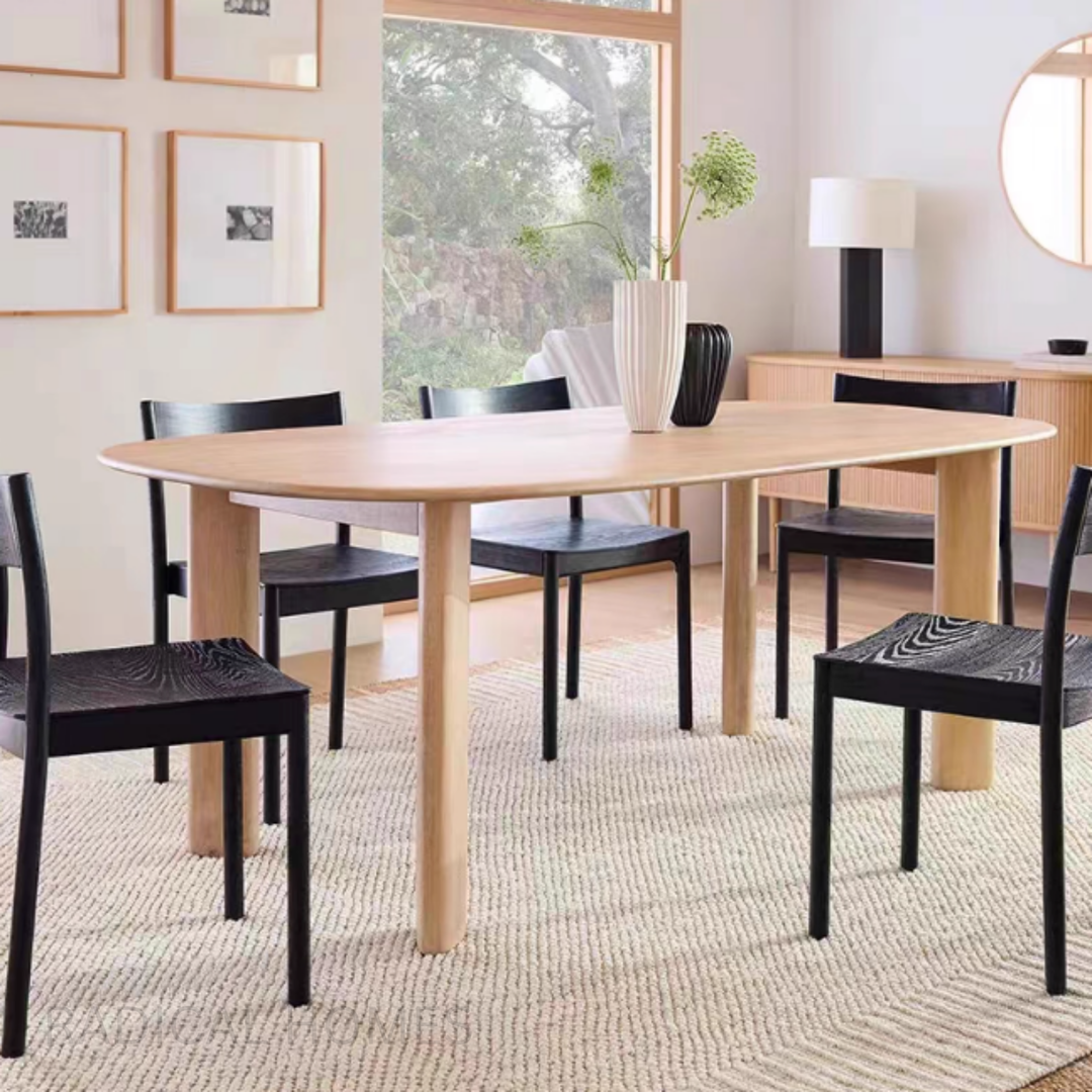 VANEZ Solid Wood Oval Dining Table - Radical Homes Singapore