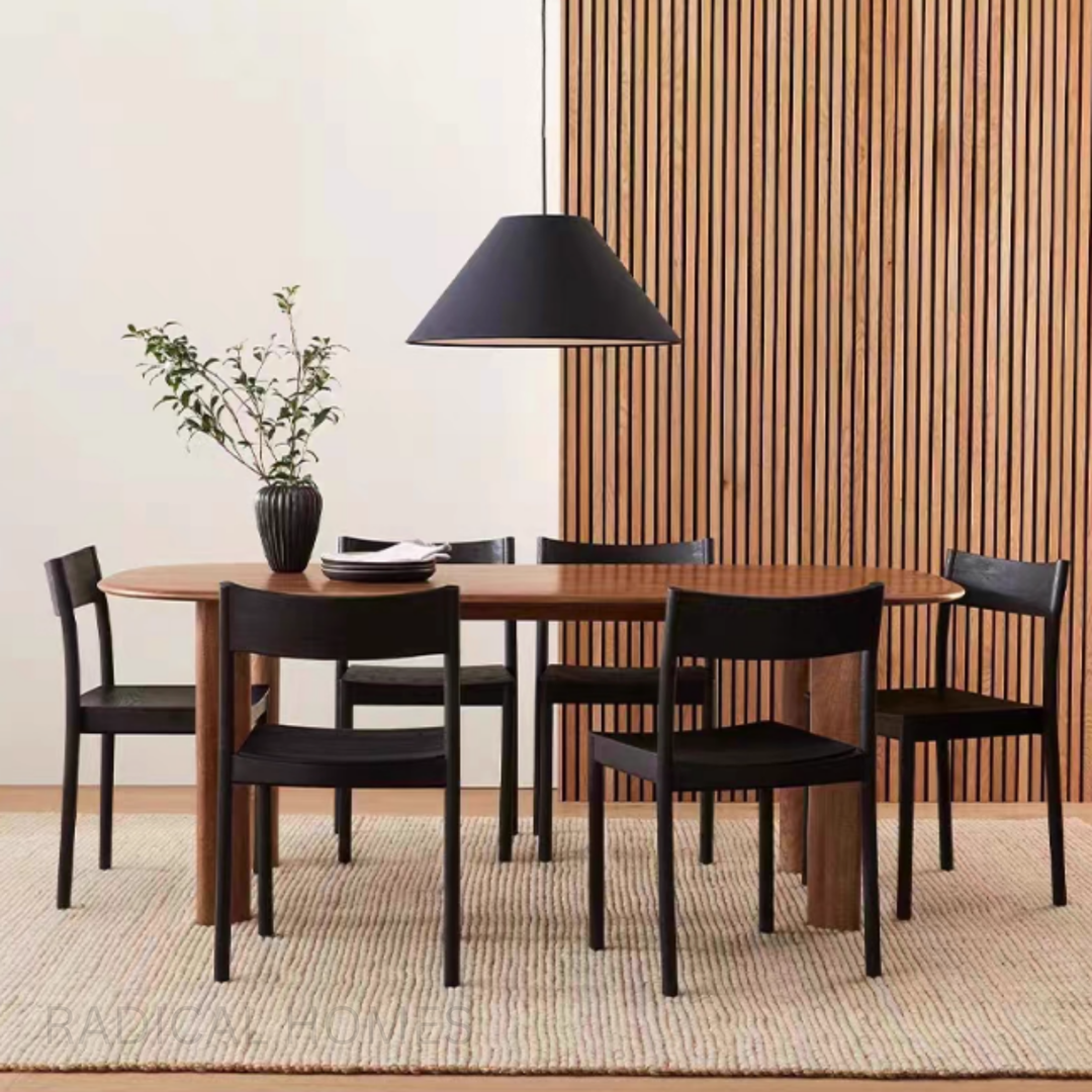VANEZ Solid Wood Oval Dining Table - Radical Homes Singapore