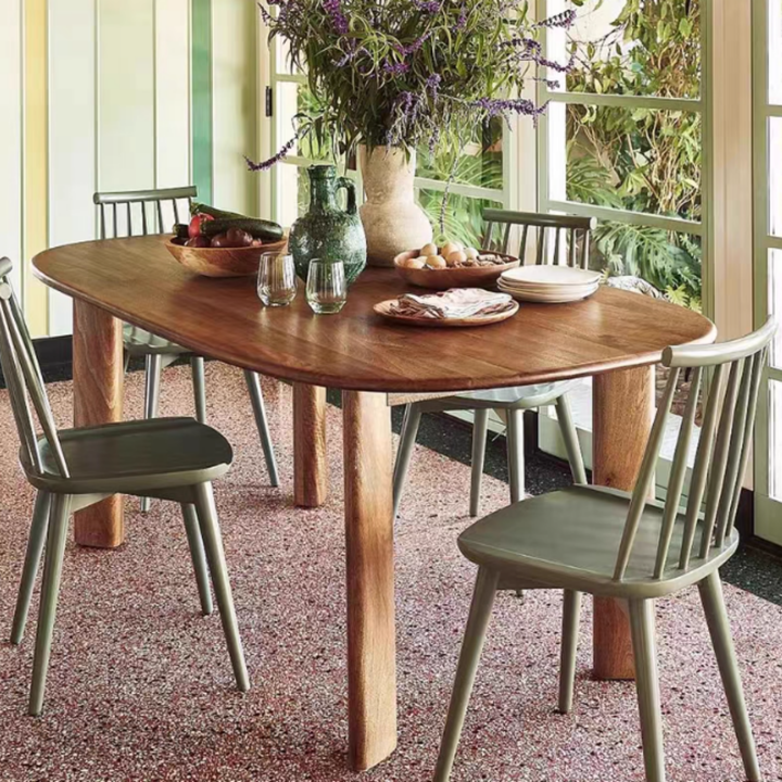 VANEZ Solid Wood Oval Dining Table - Radical Homes Singapore