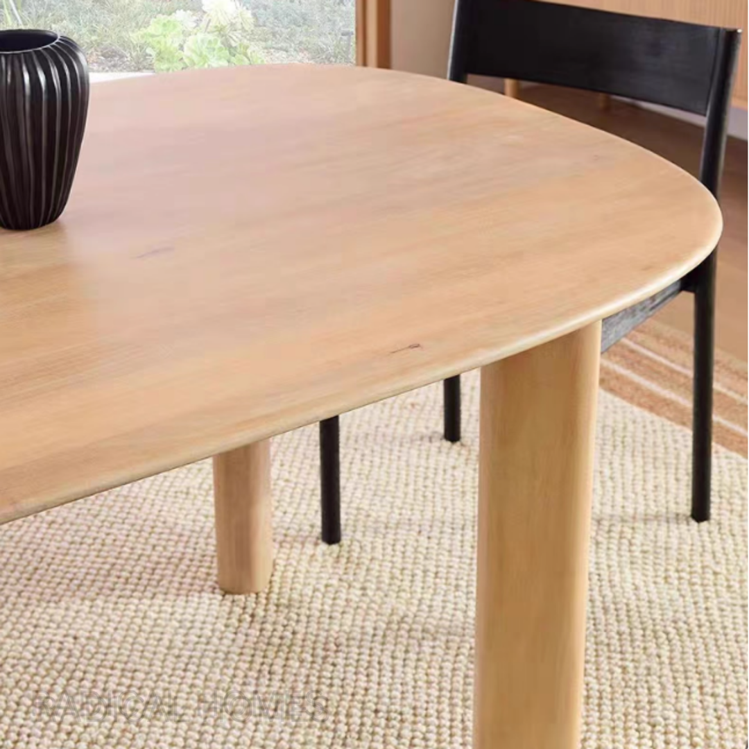 VANEZ Solid Wood Oval Dining Table - Radical Homes Singapore