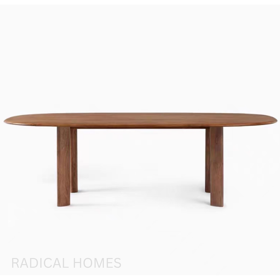 VANEZ Solid Wood Oval Dining Table - Radical Homes Singapore