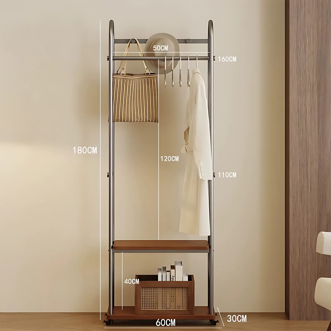 METALO Rotating Mirror Open Concept Wardrobe Rack
