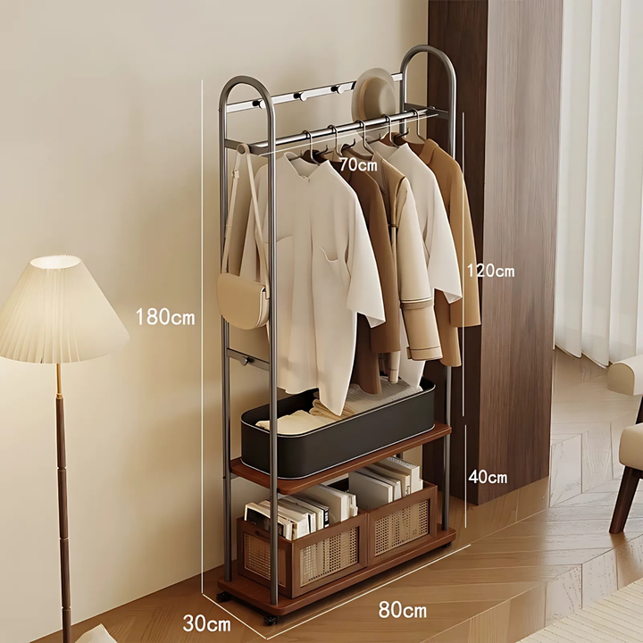 METALO Rotating Mirror Open Concept Wardrobe Rack